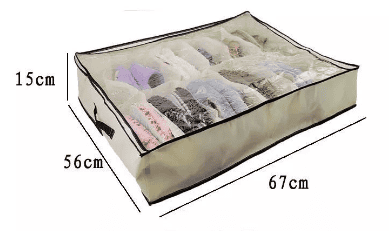 12 Compartment Non Woven Shoe Organizer, Underbed Shoe Storage Bag, Easy To Carry Shoe Bag