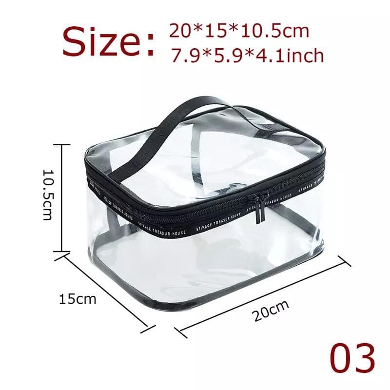 Transparent Clear Cosmetic Bag, Portable Toiletry Bag, Zipper Organizer, Transparent Travel Makeup Pouch